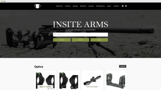 Insite Arms Website Design