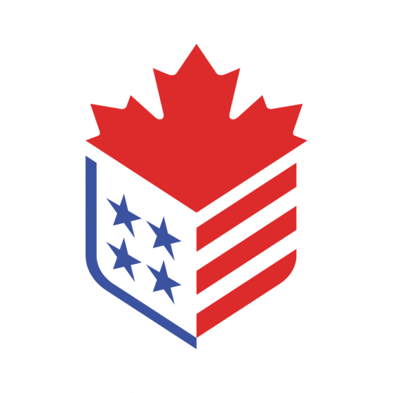 Maple leaf shield with stars and stripes