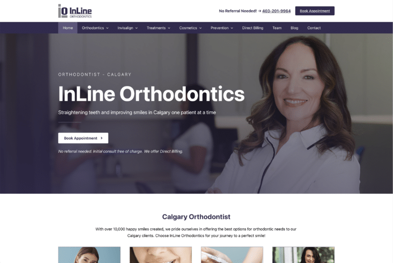 InLine Orthodontics Calgary dental clinic homepage