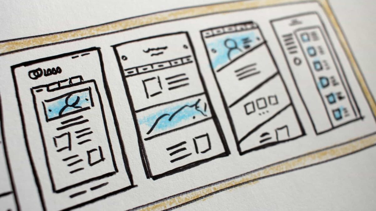 Website wireframe sketch for design planning