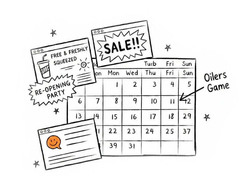 Content Calendar Graphic with Edmonton Oilers game date