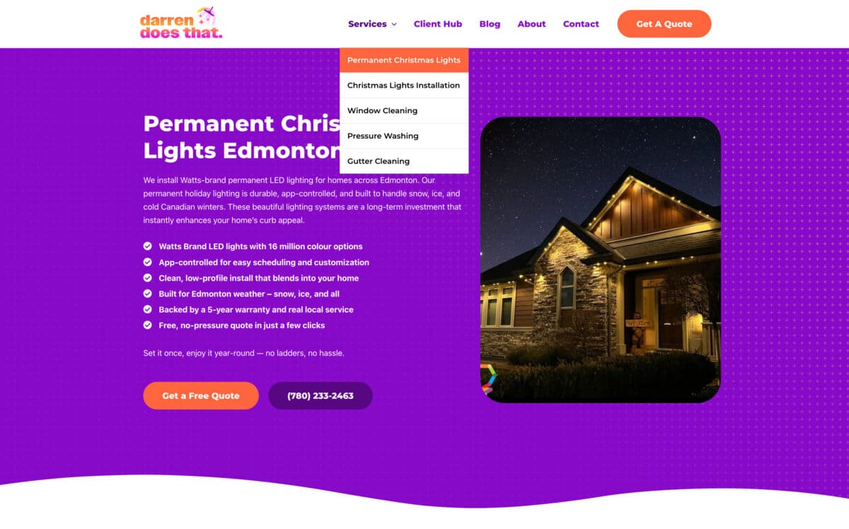 Service page navigation