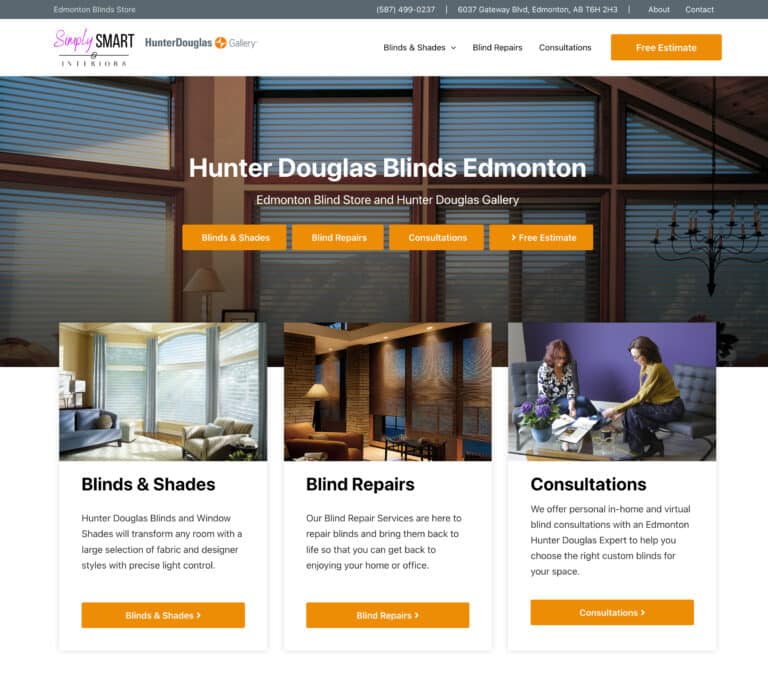 new website design for simply smart interiors